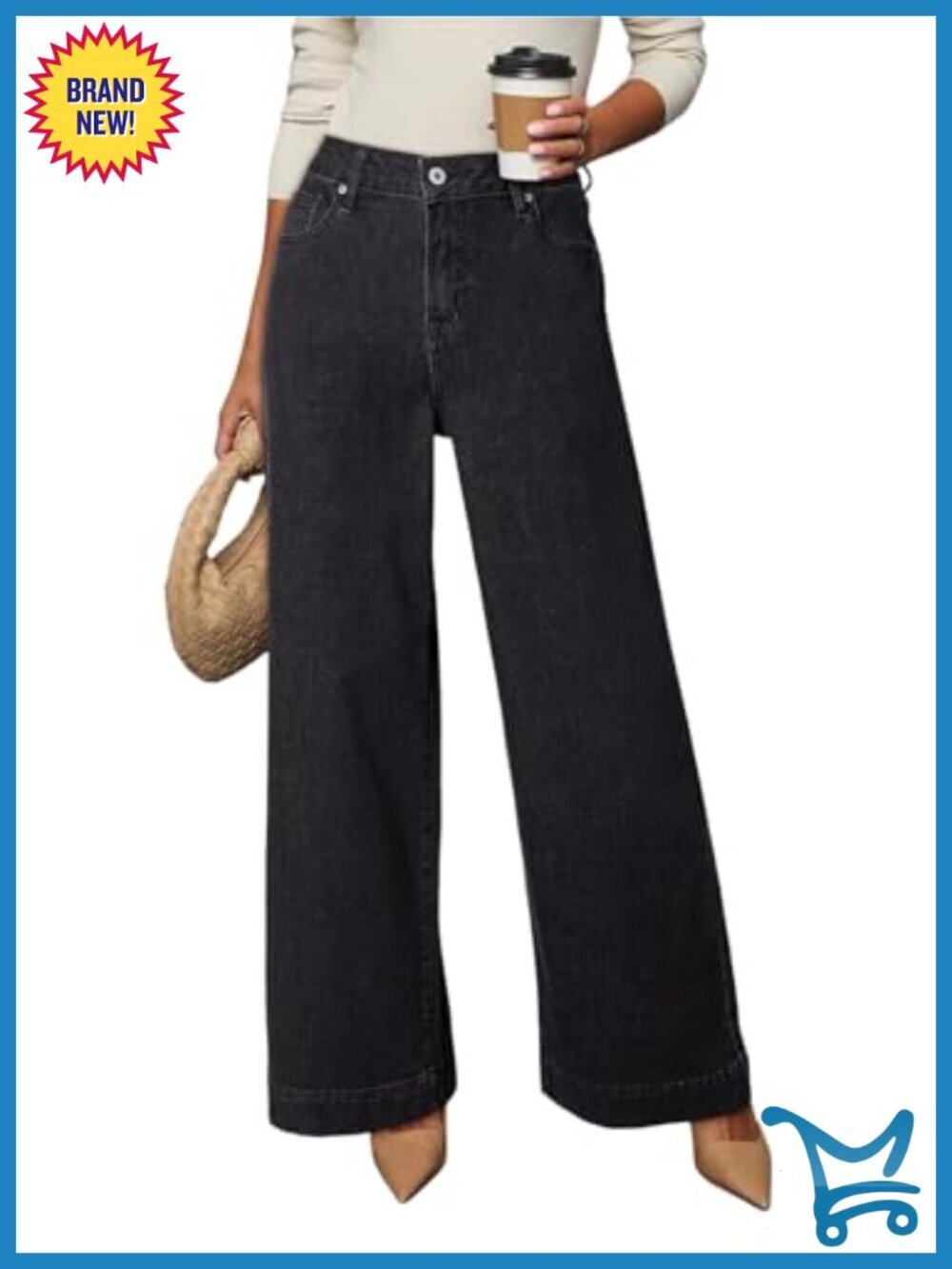 High Waisted Wide Leg Denim Jeans